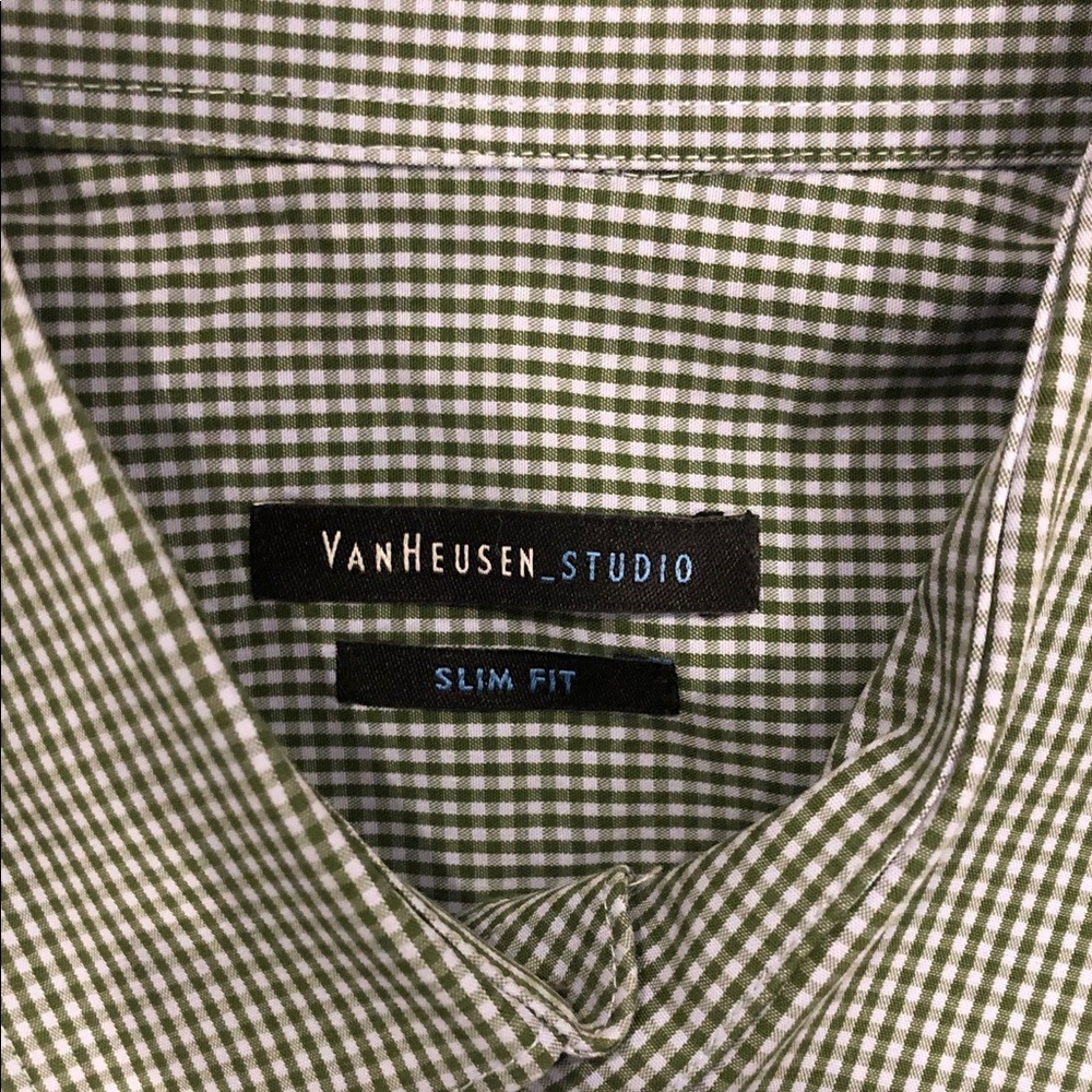 Van Heusen Men's Olive Button Down Shirt - Picture 2 of 4